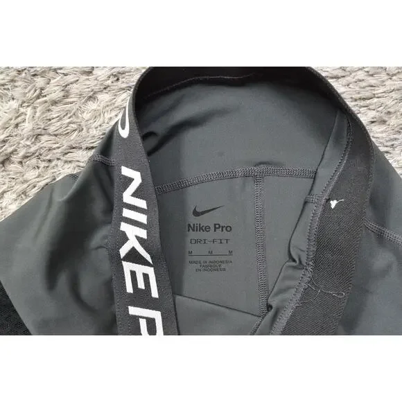 Nike Pro Dri Fit Women's Medium Gray Compression Shorts Pull On Solid Gym - Picture 4 of 6